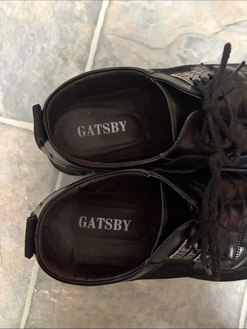 Gatsby Men's Black Lace-Up Derby Shoes with Quilted Upper Size 12 US - 46 EU